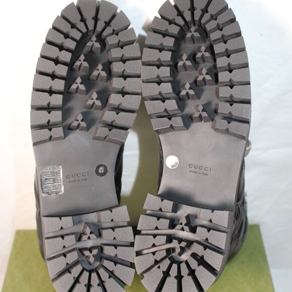 NWB Gucci GG Embossed Matelasse Cordovan Lux Nappa Lace Up Boots Booties 718386 - Picture 6 of 8